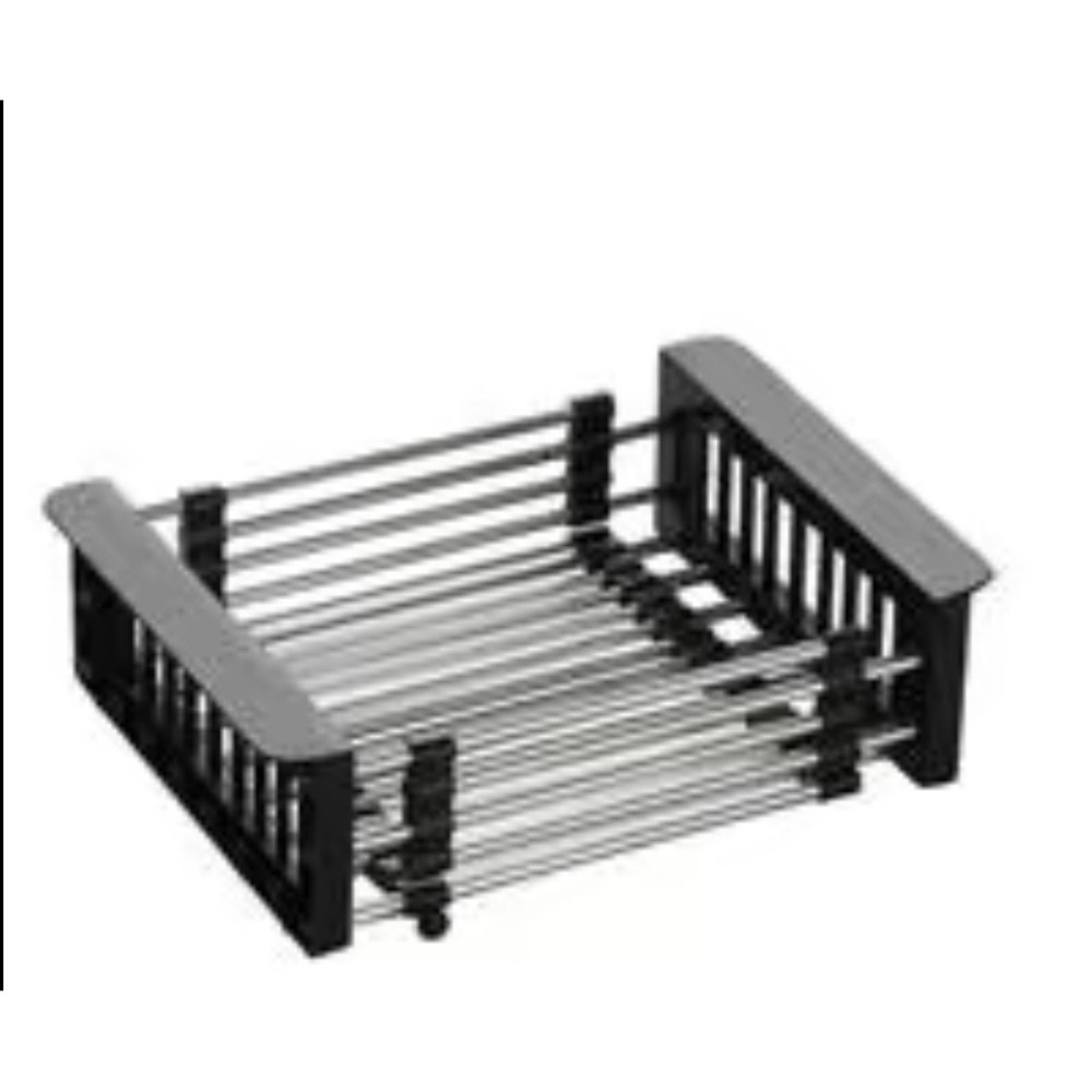 Over the Sink Dish Drying Rack Stainless Steel Adjustable Drainer Black